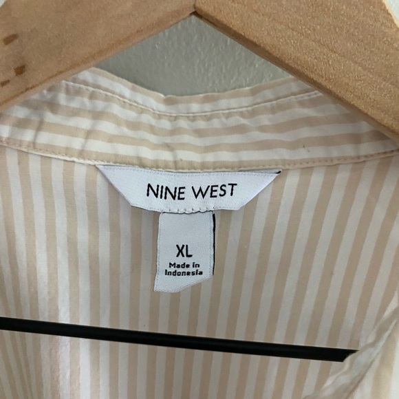 Nine West white and cream striped cotton blend tank top size XL - Picture 2 of 6